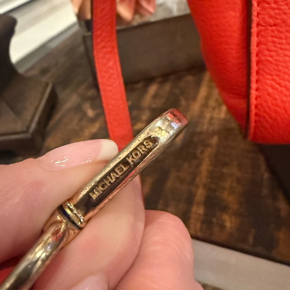 Michael Kors Red/Orange 2 Way Satchel with Gold Accents - Picture 12 of 16